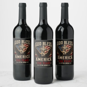 Gott segne Amerika 250 Jahre 1776-2026 Weinetikett