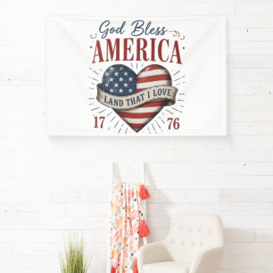 Gott segne Amerika 250. patriotische Herzflagge Banner