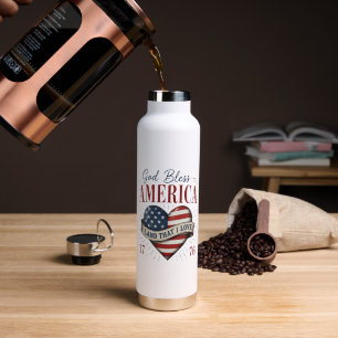 Gott segne Amerika 250. patriotische Herzflagge Trinkflasche
