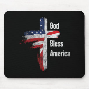 Gott segne Amerika 4. Juli Christlicher Patriot US Mousepad
