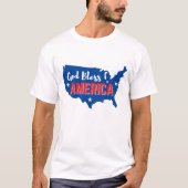 Gott segne Amerika 4. Juli mit Amerika Karte T-Shirt (Vorderseite)