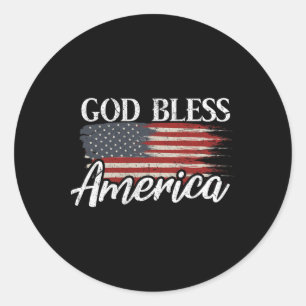 Gott segne Amerika 4. Juli Patriotische USA Runder Aufkleber