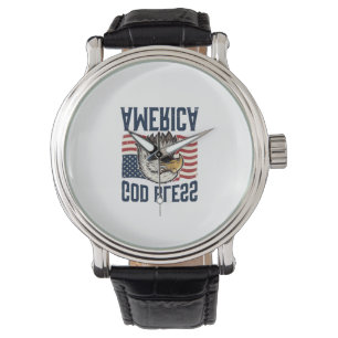 Gott segne Amerika Adler Patriotisches Vektor-Desi Armbanduhr