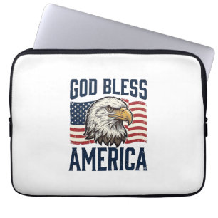 Gott segne Amerika Adler Patriotisches Vektordesig Laptopschutzhülle