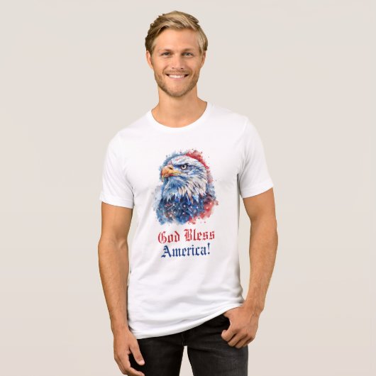 Gott segne Amerika Adlersteine rot weiß und blau Tri-Blend Shirt (Vorderseite voll)