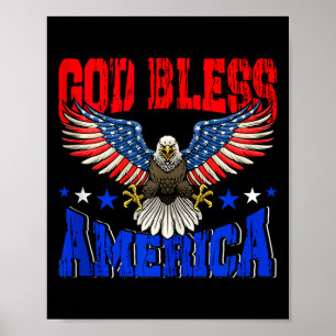 Gott segne Amerika American Eagle Flag 4. Juli Got Poster