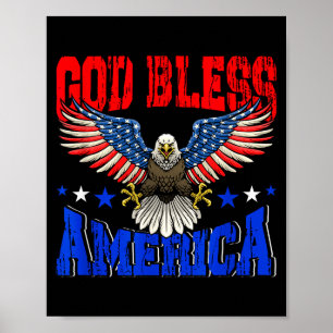 Gott segne Amerika American Eagle Flagge 4. JuliGo Poster