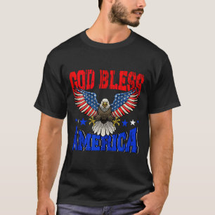 Gott segne Amerika-Amerikanische Adler-Flagge 4. J T-Shirt