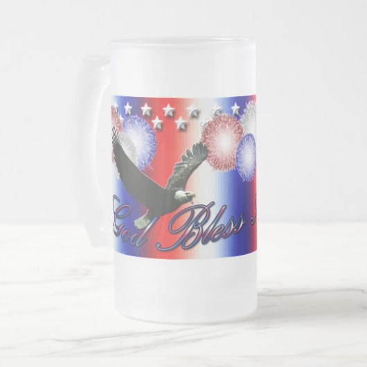 Gott segne Amerika Amerikanische Unabhängigkeitsta Mattglas Bierglas (Vorderseite Links)