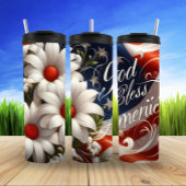 Gott segne Amerika Blumenflagge Thermosbecher