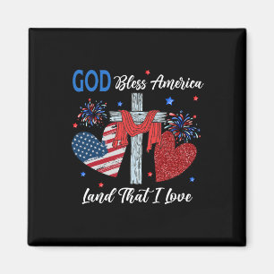 Gott segne Amerika Christlich Herzkreuz Jesus 4. Magnet
