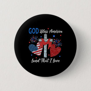 Gott segne Amerika Christliches Herz Kreuz Jesus 4 Button