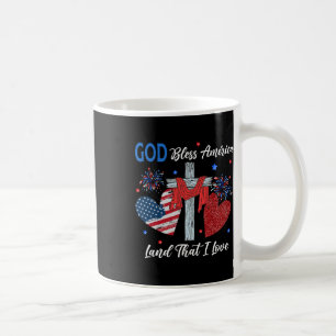 Gott segne Amerika Christliches Herz Kreuz Jesus 4 Kaffeetasse