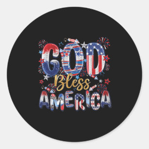 Gott segne Amerika Feuerwerk Patriotisch Christlic Runder Aufkleber