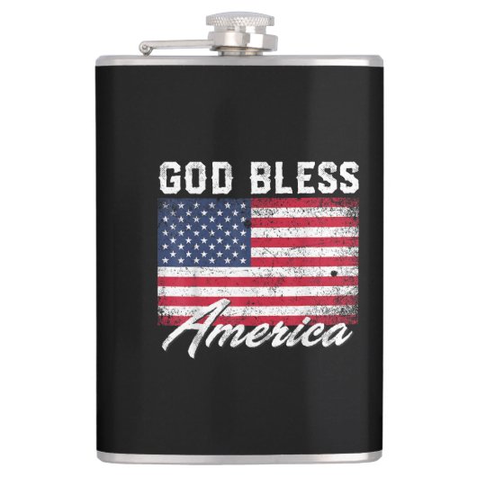 Gott segne Amerika Flag 4. Juli Patriotic Flachmann (Vorderseite)