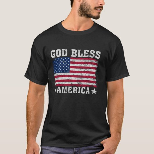 Gott segne Amerika Flag Patriotic American Long T-Shirt (Vorderseite)