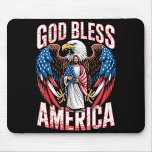 Gott segne Amerika-Flagge Jesus Christlicher Adler Mousepad