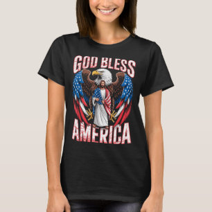 Gott segne Amerika-Flagge Jesus Christlicher Adler T-Shirt