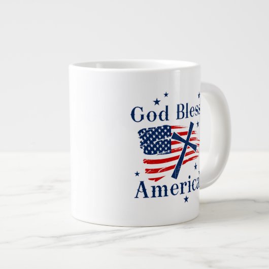 Gott segne Amerika - Flagge Jumbo-Tasse (Vorderseite Rechts)
