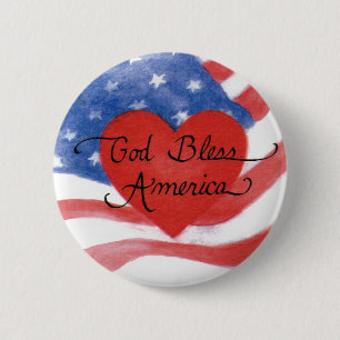 Gott segne Amerika Flagge Patriotischer Knopf Button