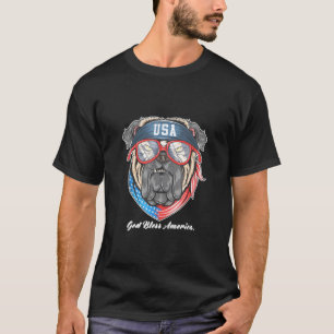 Gott segne Amerika Flagge Pug Hund 4. Juli Unabhän T-Shirt