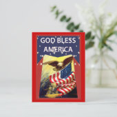 Gott segne Amerika, Flagge und Glatzenadler Postkarte (Stehend Vorderseite)