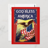 Gott segne Amerika, Flagge und Glatzenadler Postkarte (Vorne/Hinten)
