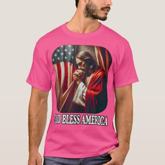 Gott segne Amerika Flagge und Jesus am vierten Jul T-Shirt (Vorderseite)