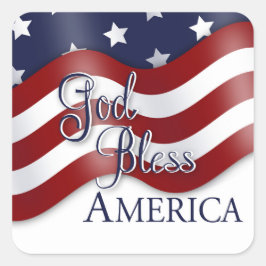 Gott segne Amerika - Flaggenflagge Quadratischer Aufkleber