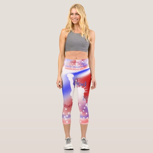 Gott segne Amerika Freiheit Capri Leggings (Vorderseite)
