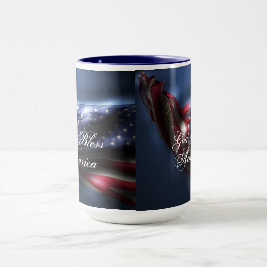 Gott segne Amerika/glühende US-Flagge Tasse (Zentrum)