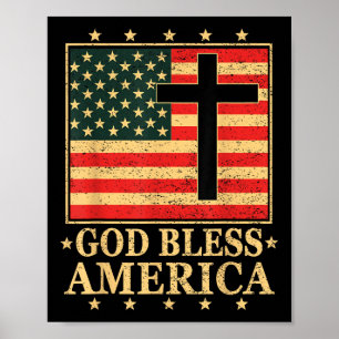 Gott segne Amerika Jesus Christliches Kreuz Gott B Poster