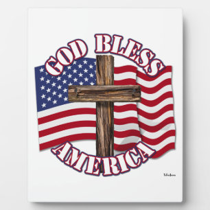 Gott segne Amerika mit der Flagge der USA und dem  Fotoplatte