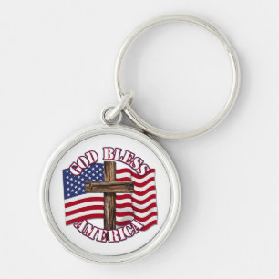 Gott segne Amerika mit der Flagge der USA und dem Schlüsselanhänger