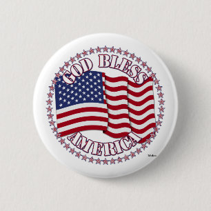 Gott segne Amerika mit der USA-Flagge und 50 Stern Button