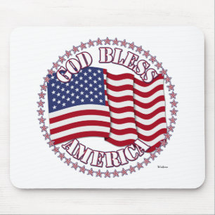Gott segne Amerika mit der USA-Flagge und 50 Stern Mousepad