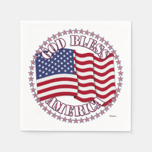 Gott segne Amerika mit der USA-Flagge und 50 Stern Serviette