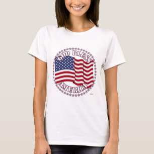 Gott segne Amerika mit der USA-Flagge und 50 Stern T-Shirt