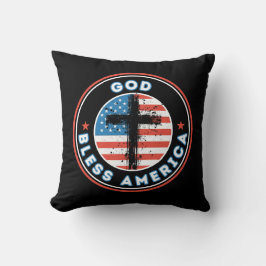 Gott segne Amerika mit Fahne und Kreuz Kissen