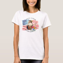 Gott segne Amerika mit Flagge/Adler/Blumen