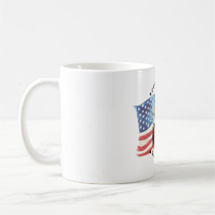 Gott segne Amerika mit Flagge/Adler/Feuerwerk Kaffeetasse