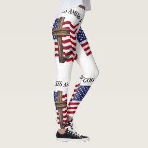 Gott segne Amerika mit Kreuz und Fahne Leggings
