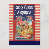 Gott segne Amerika mit patriotischen Kindern Postkarte (Vorderseite)