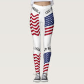 Gott segne Amerika mit schwindender Flagge Leggings (Vorderseite)