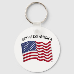 GOTT SEGNE AMERIKA mit US-Flagge Schlüsselanhänger