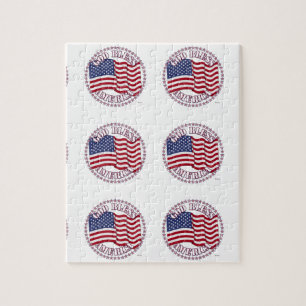 Gott segne Amerika mit US-Flagge und 50 Sternen Puzzle