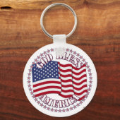 Gott segne Amerika mit US-Flagge und 50 Sternen Schlüsselanhänger (Vorderseite)
