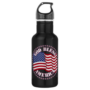 Gott segne Amerika mit US-Flagge und 50 Sternen Trinkflasche