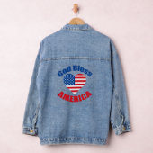 Gott segne Amerika Niedlich Patriotisch Christlich Jeansjacke (Hangar)