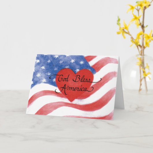 "Gott segne Amerika Note Card Blank Card" Karte (Gelbe Blume)